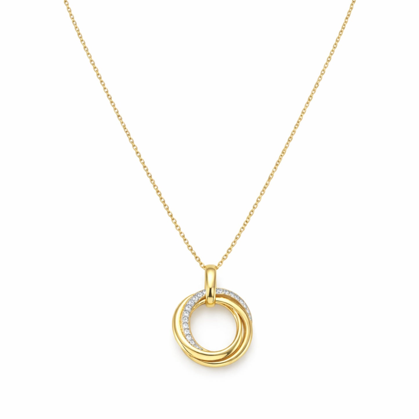 Triple Ring Gold Necklace