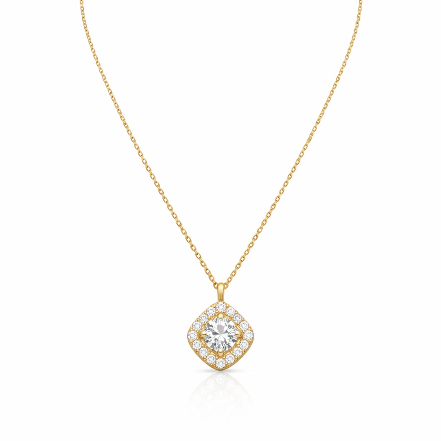 Cushion Stone Halo Necklace