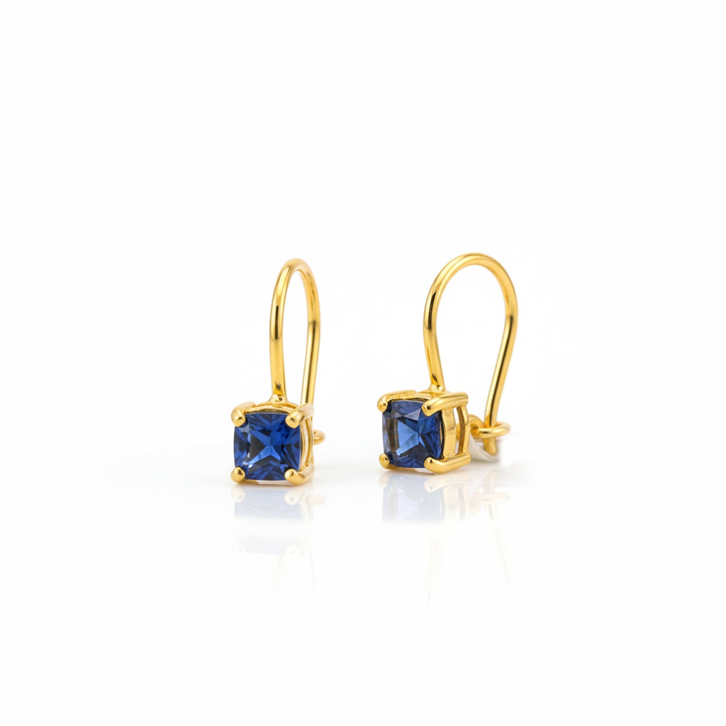 Classic Gold Studs with Blue Stone