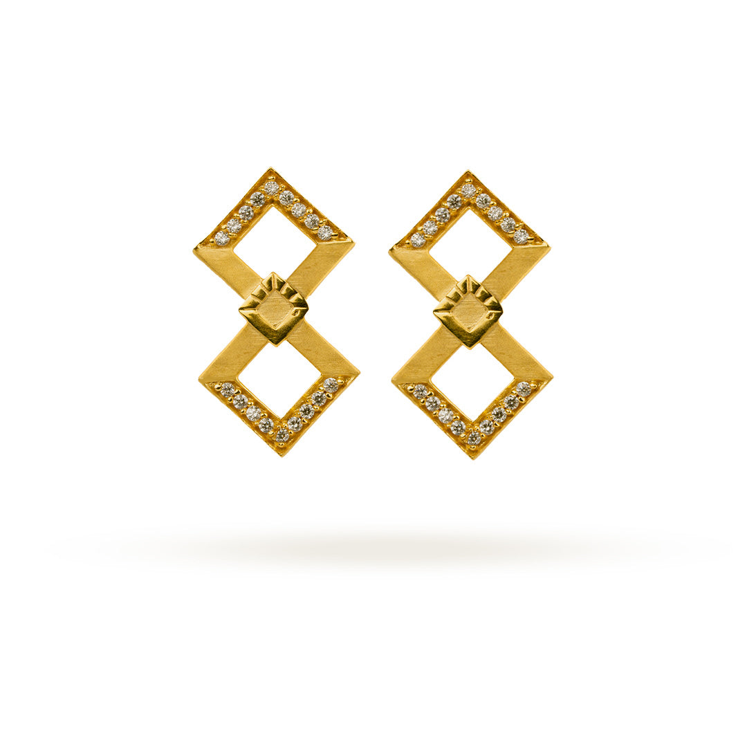 Modern Double-Square Sparkle Studs