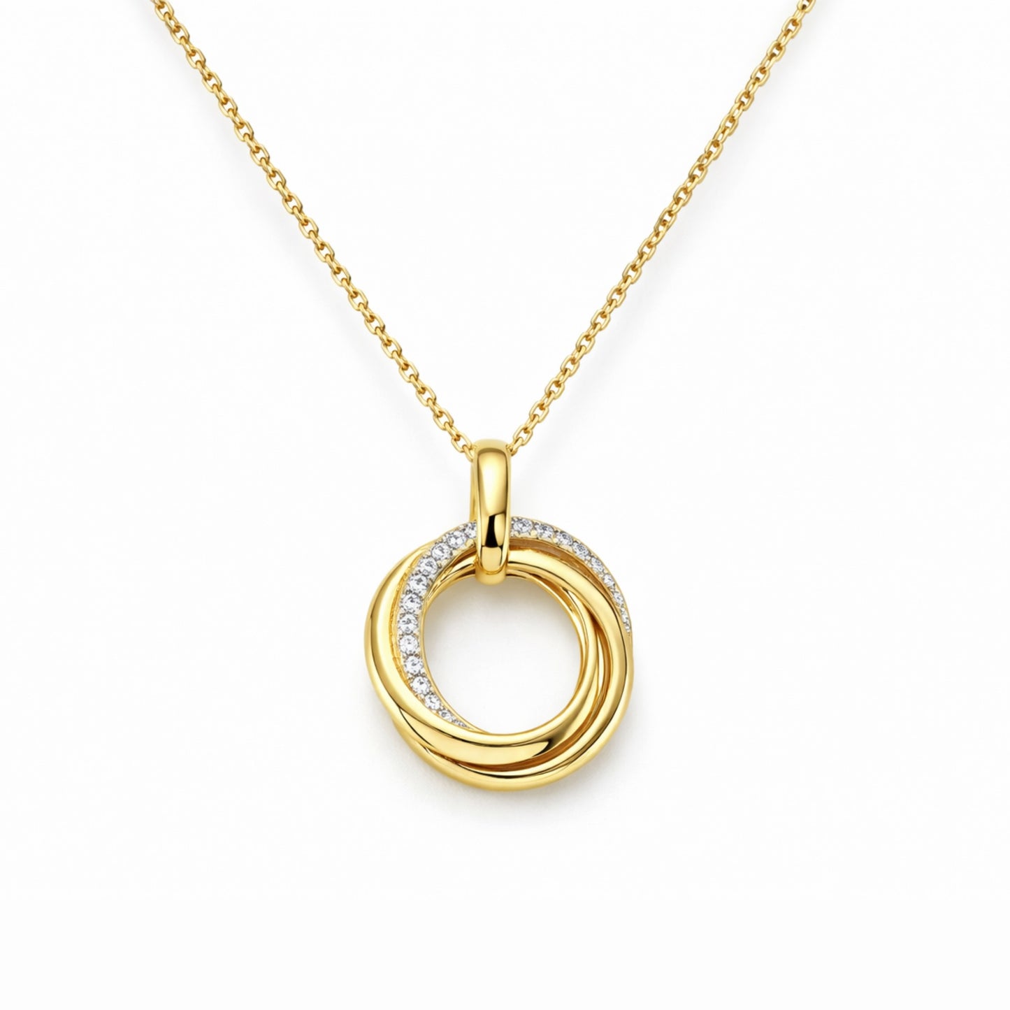 Triple Ring Gold Necklace