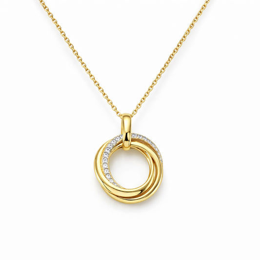 Triple Ring Gold Necklace