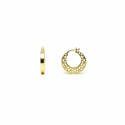 Gold Hollow-Center Patterned Hoops