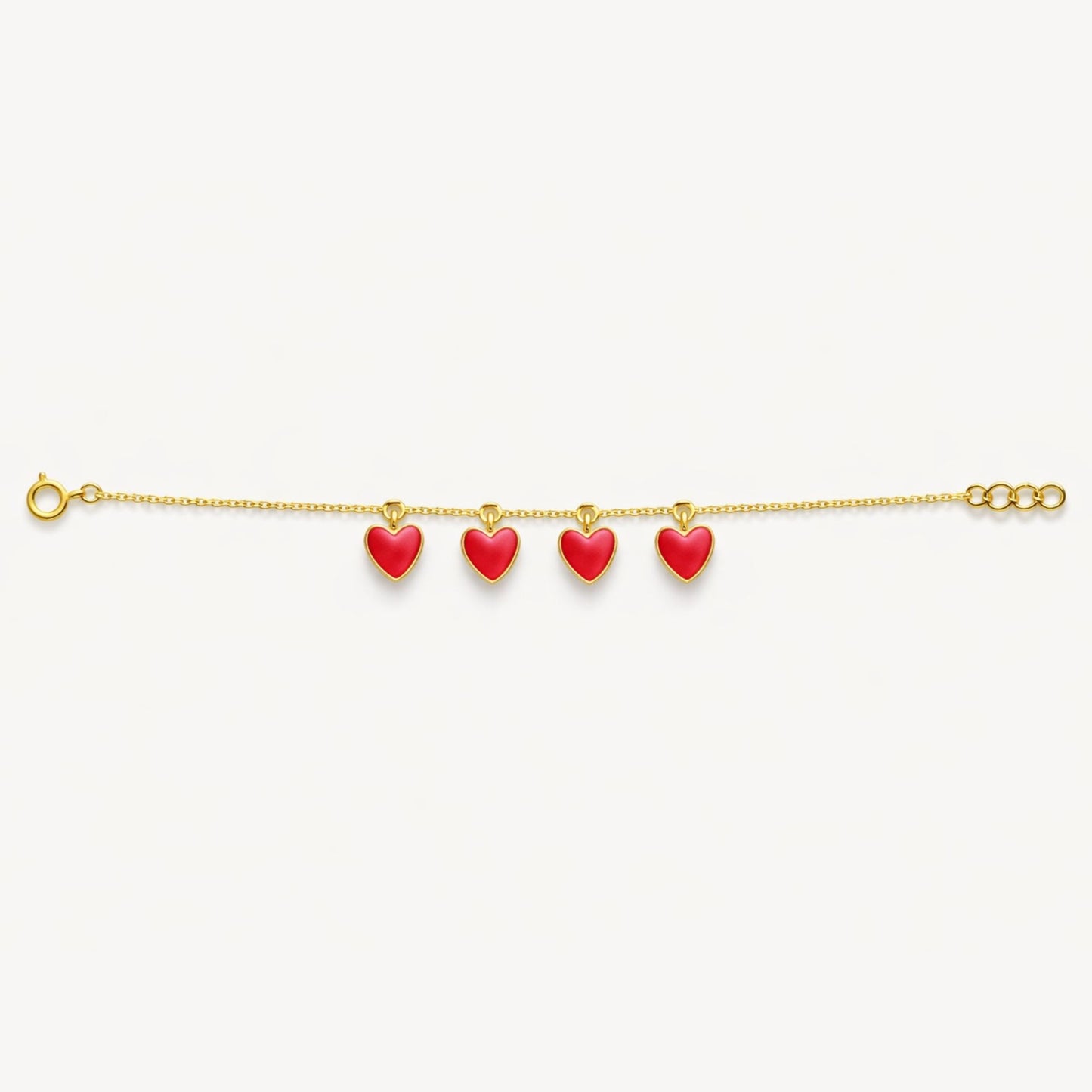 Red Heart Charm Gold Bracelet