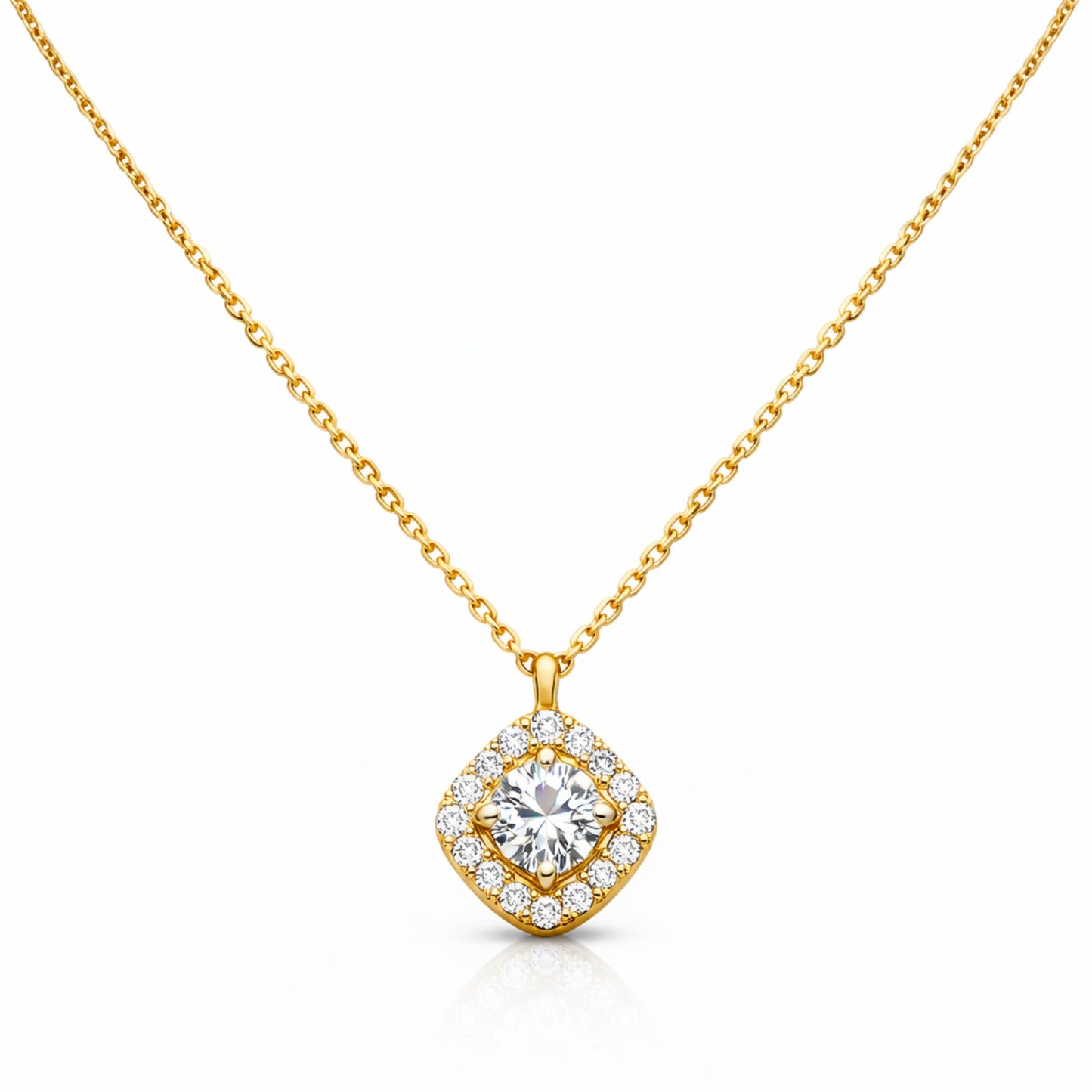 Cushion Stone Halo Necklace