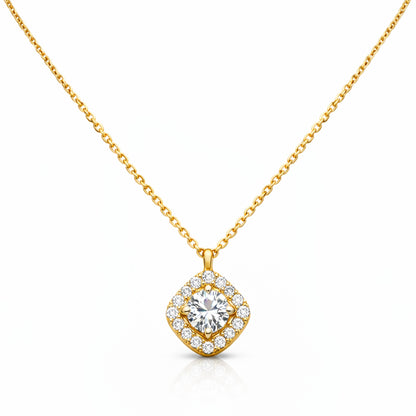 Cushion Stone Halo Necklace