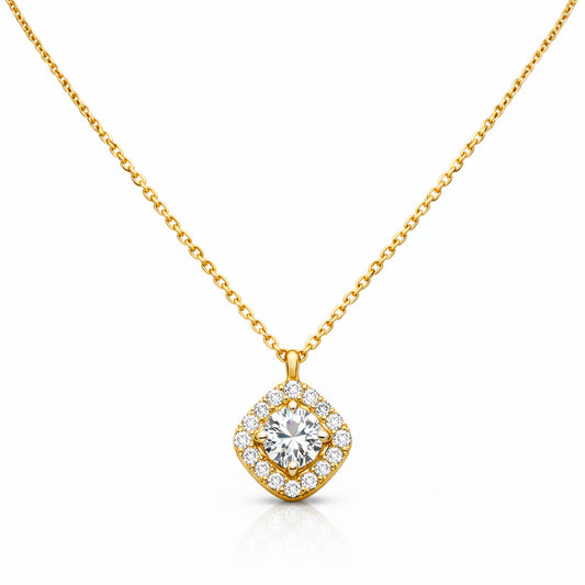 Cushion Stone Halo Necklace
