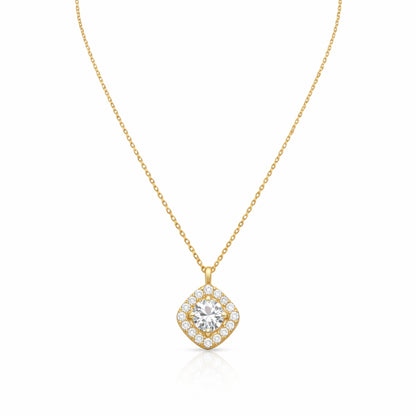 Cushion Stone Halo Necklace