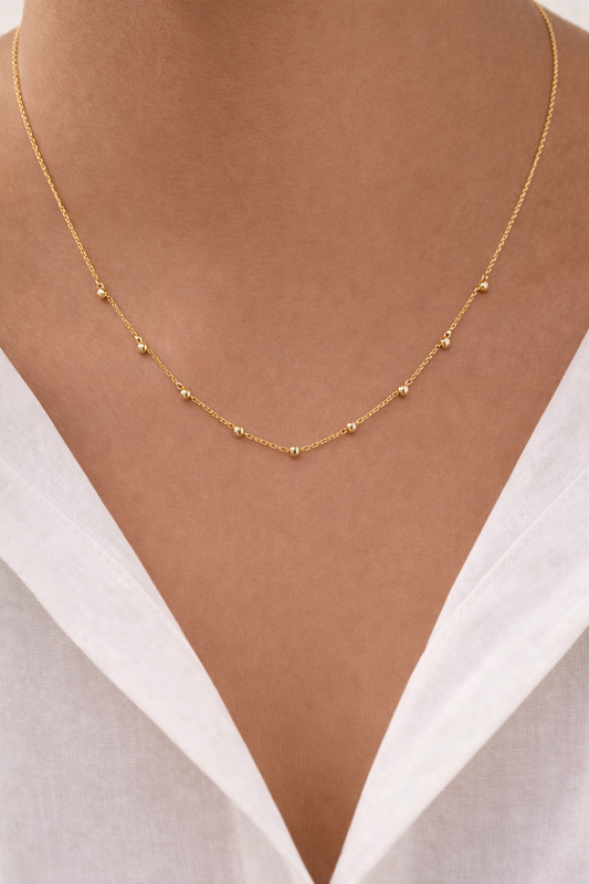 Beaded Curve Gold Chain