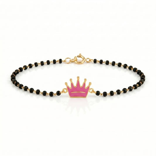 Black Bead Crown Baby Bracelet