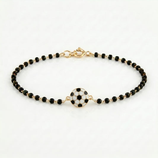 Black Bead Soccer Baby Bracelet