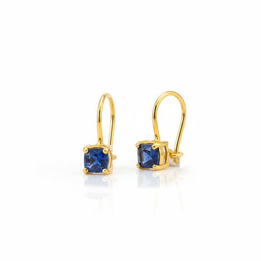 Classic Gold Studs with Blue Stone