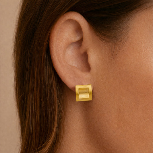 Geo Frame Gold Studs