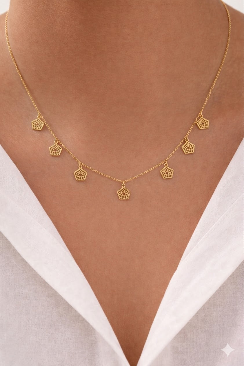 Golden Glint Charm Necklace