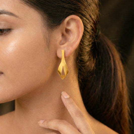 Golden Petal Loop Stud