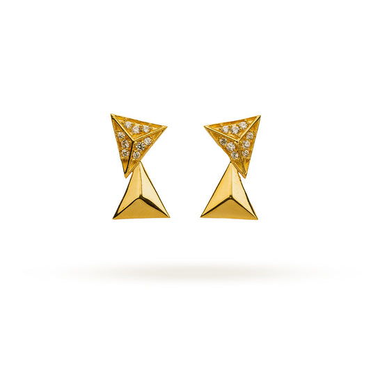 Golden Twin-Triangle Sparkle Studs
