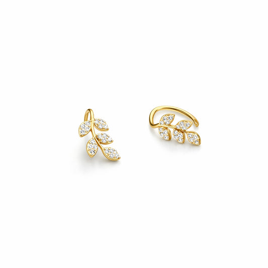 Leaf Motif Gold Studs
