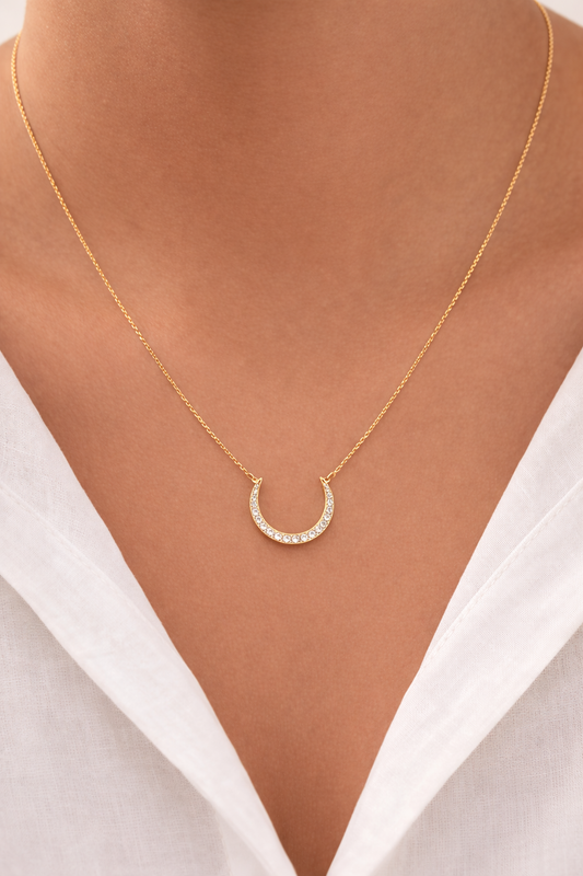 Luna Curve Stone Gold Necklace