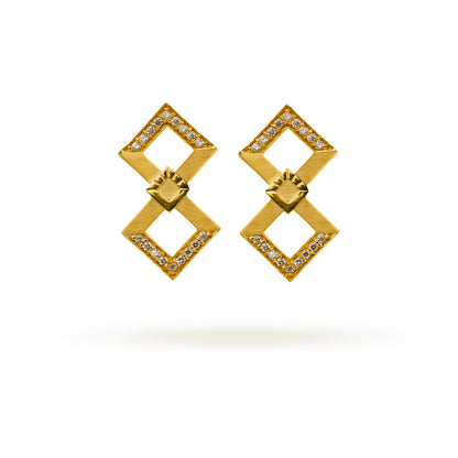 Modern Double-Square Sparkle Studs