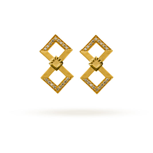Modern Double-Square Sparkle Studs