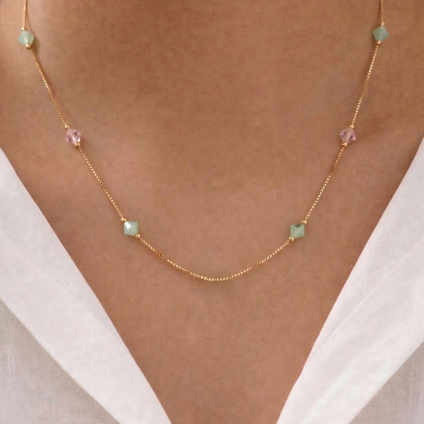 Multicolour Beaded Gold Necklace