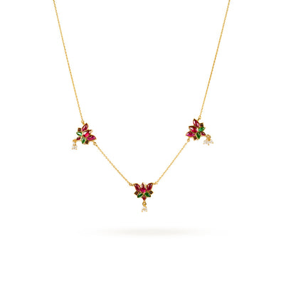 Petite Floral Drop Gold Necklace