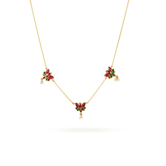 Petite Floral Drop Gold Necklace