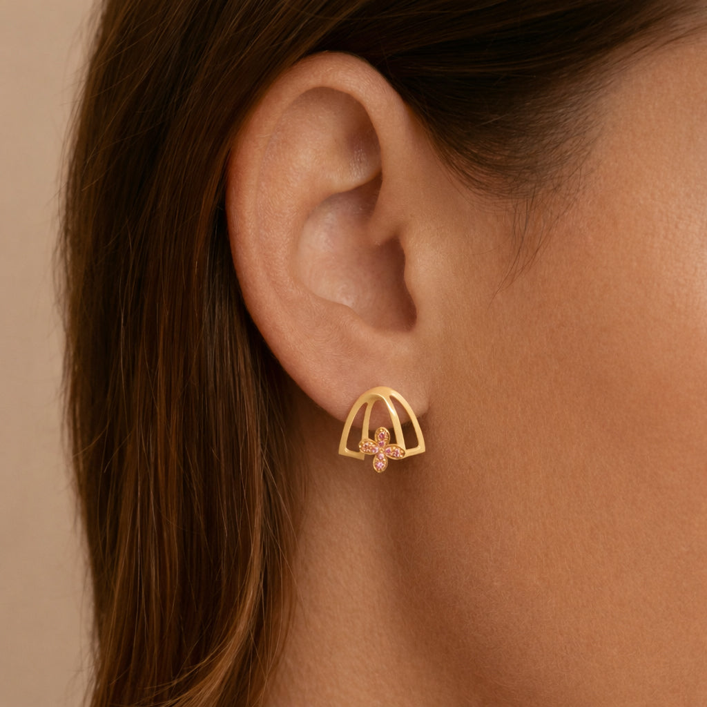 Pink Blossom Crown Studs