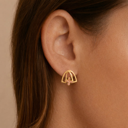 Pink Blossom Crown Studs