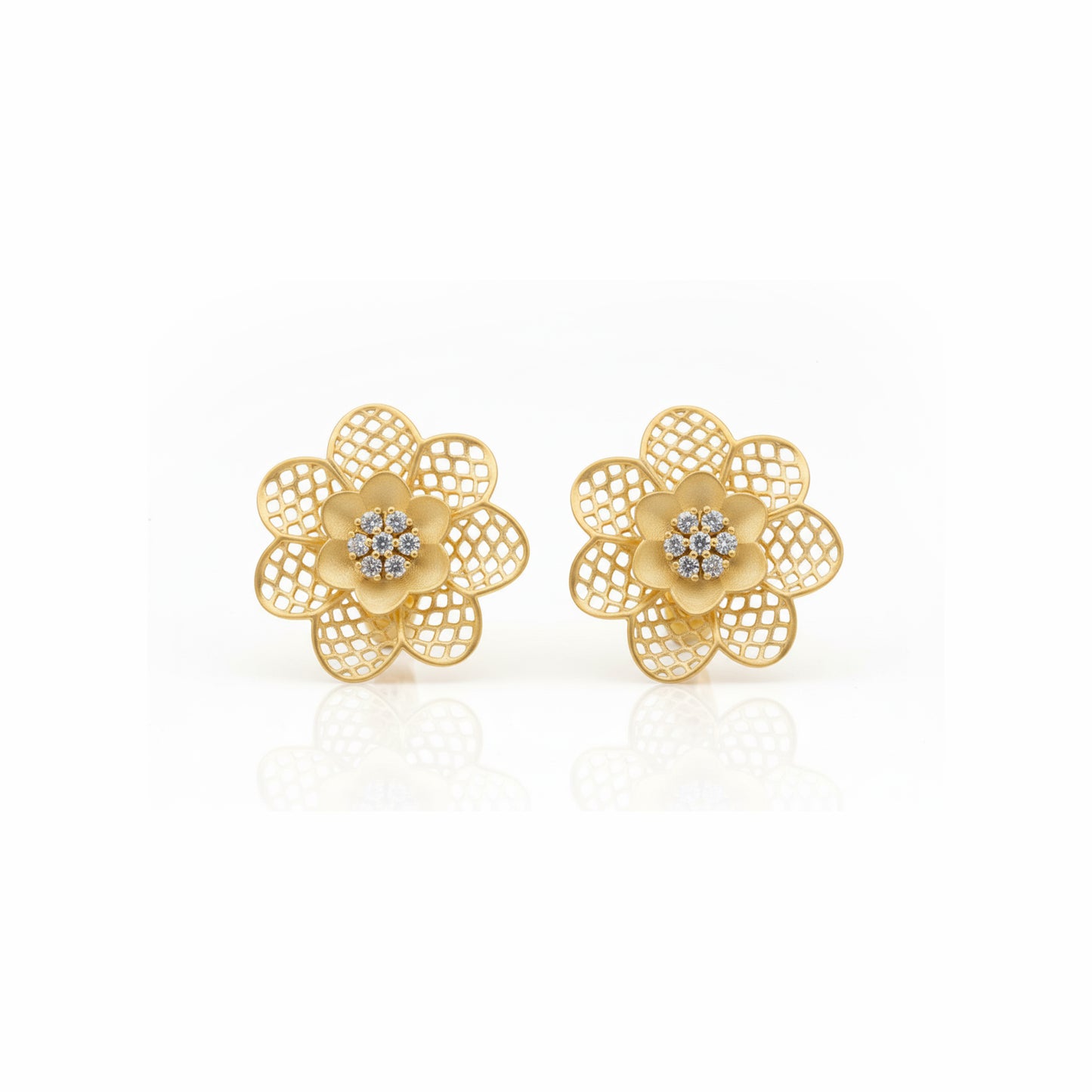 Radiant Blossom Gold Studs