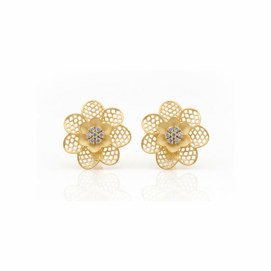 Radiant Blossom Gold Studs