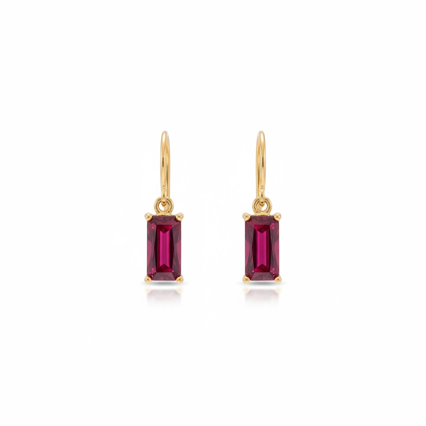 Rectangular Red Gemstone Earrings