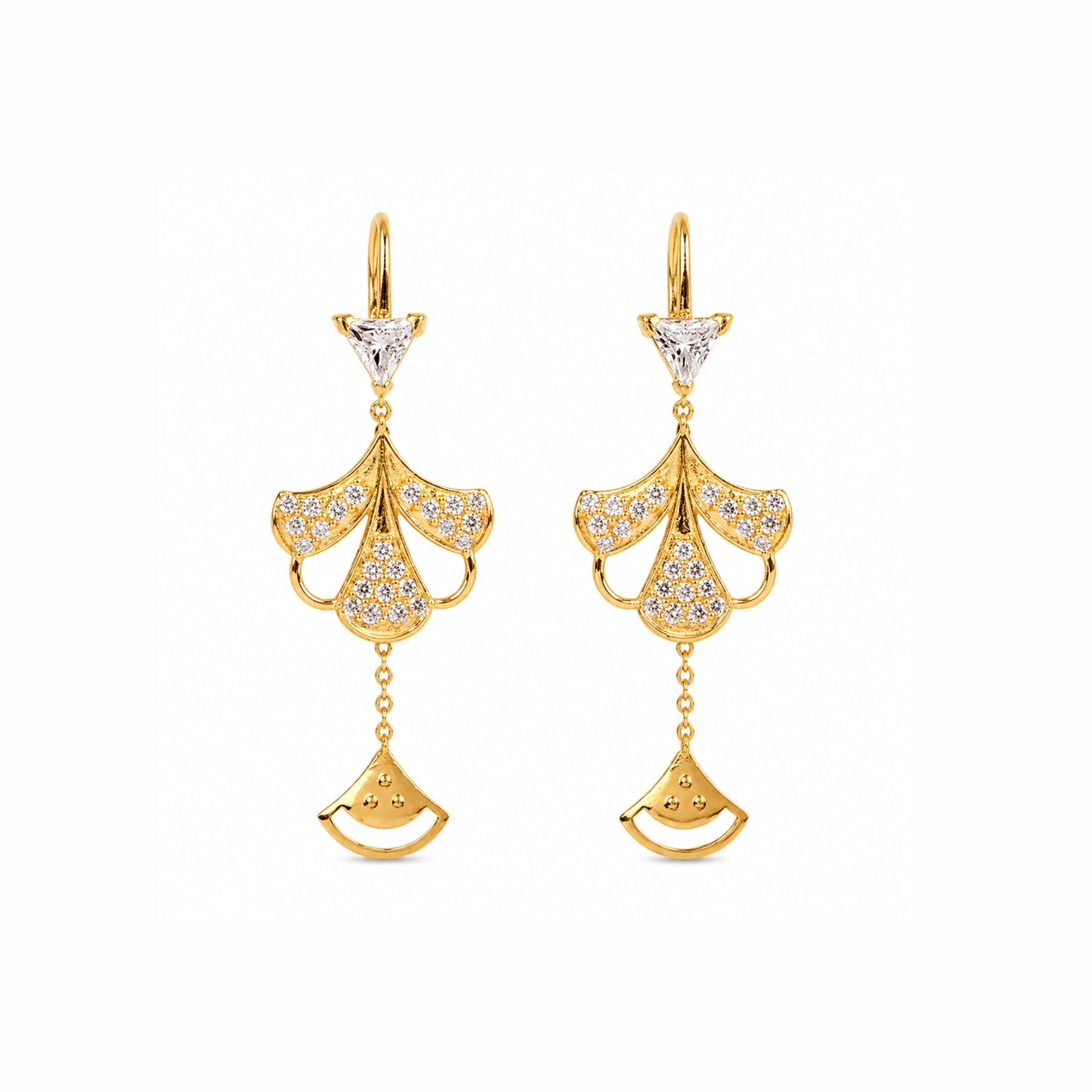Regal Cascade Diamond-Style Studs – 18K Gold
