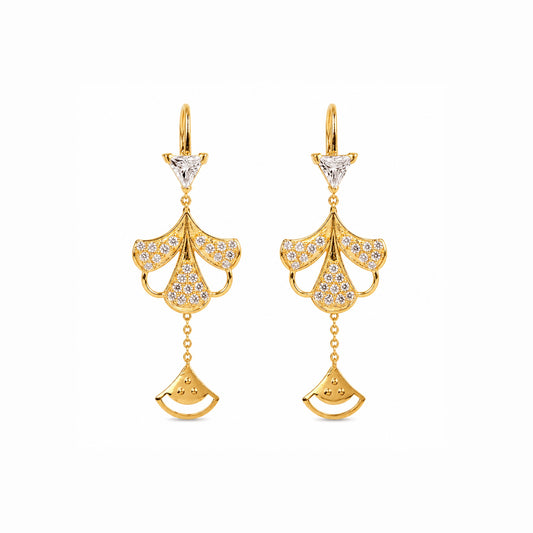 Regal Cascade Diamond-Style Studs – 18K Gold