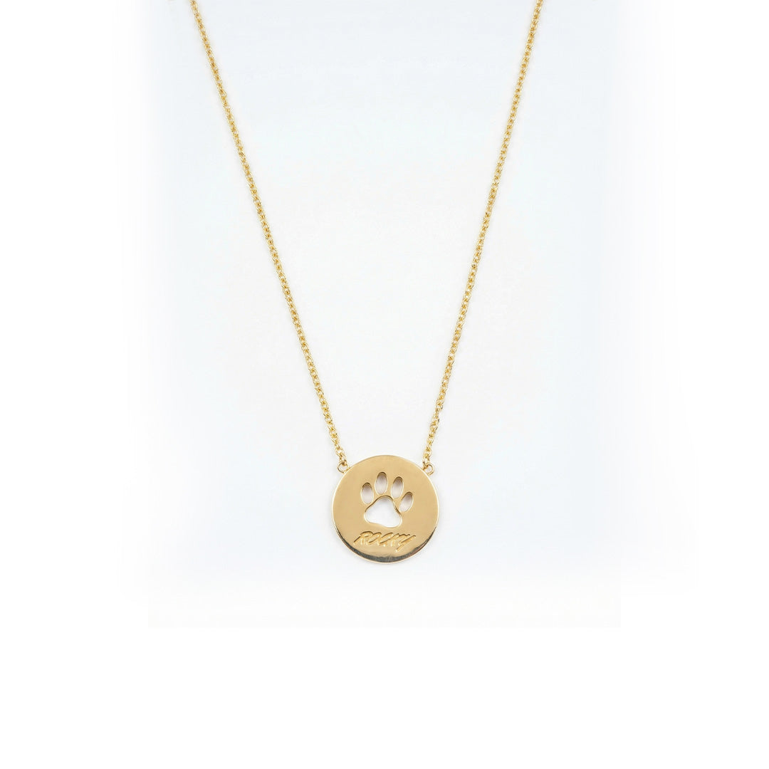 Round Paw Charm Gold Necklace