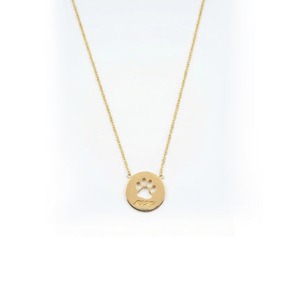 Round Paw Charm Gold Necklace