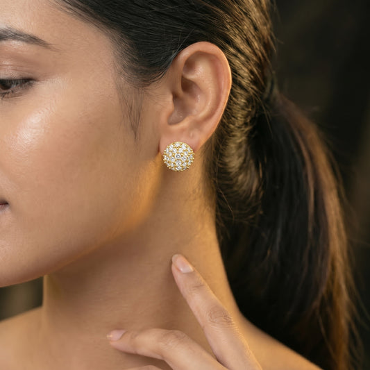Royal Bloom Diamond Cluster Studs – 18K Gold