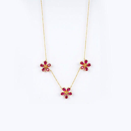 Ruby Bloom Trio Necklace