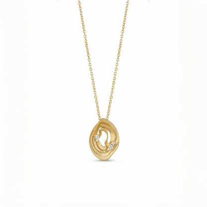 Sculpted Oval Gold Pendant Necklace