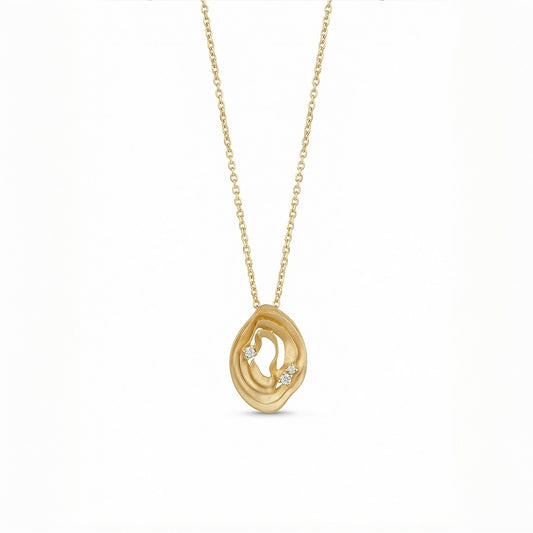 Sculpted Oval Gold Pendant Necklace