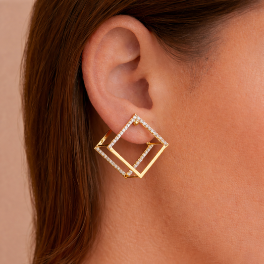 Sparkle Frame Square Studs
