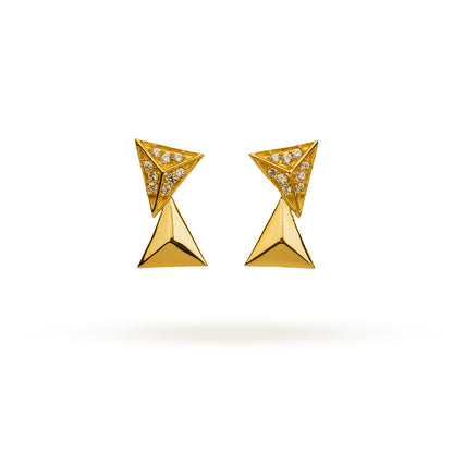 Tri-Edge Diamond Stud Earrings