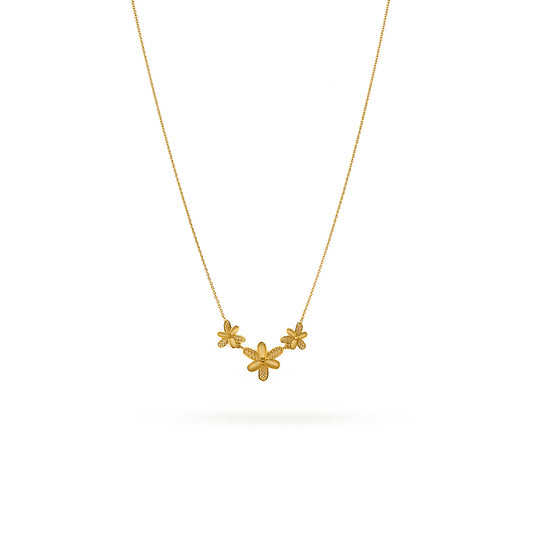 Trio Floral Gold Necklace